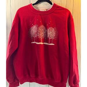 Country Store Christmas Jumper Sweater Sweatshirt Red Large Vintage Y2K (READ)